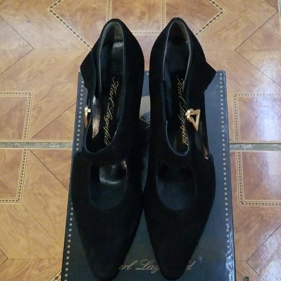 Karl Lagerfeld Shoes - Vintage Karl Lagerfeld Black Suede Shoes Style 7.5